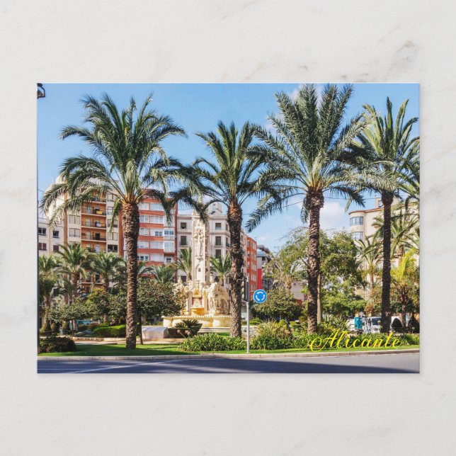 Palm trees around the Luceros roundabout, Alicante Holiday Postcard (Front)