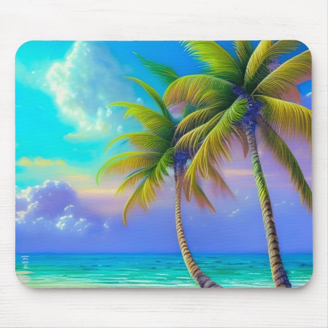 Palm Trees as Night Falls Tropical  Mouse Mat (Front)