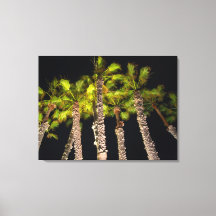 Palm Trees At Night Photo - Premium Wrapped Canvas