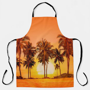 Palm trees at sunset background. Sri Lanka. Apron