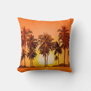 Palm trees at sunset background. Sri Lanka. Cushion