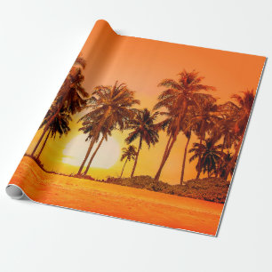Palm trees at sunset background. Sri Lanka. Wrapping Paper