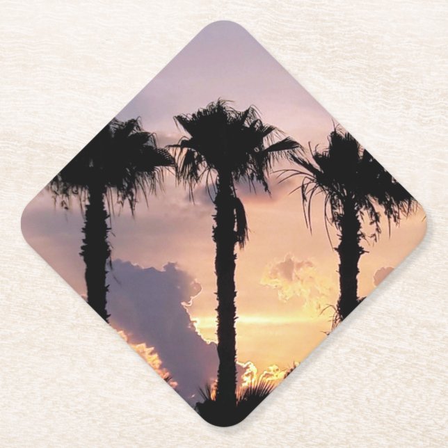 Palm Trees at Sunset Drinks Coasters  (Front)