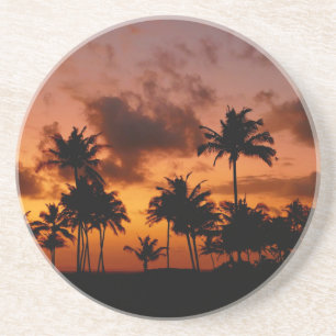 Palm Trees at Sunset - red Coaster