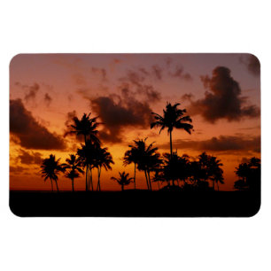 Palm Trees at Sunset - red Magnet