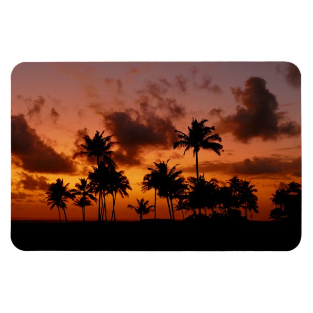 Palm Trees at Sunset - red Magnet (Horizontal)