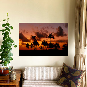 Palm Trees at Sunset - red Poster