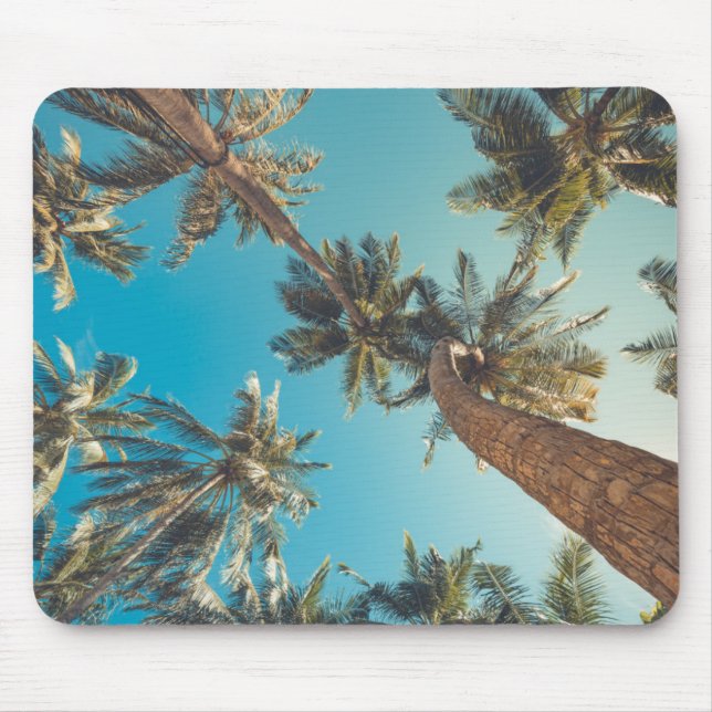 Palm Trees at Tropical Beach Vintage Mouse Mat (Front)