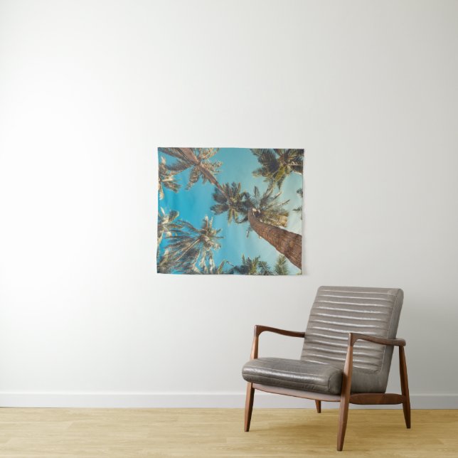 Palm Trees at Tropical Beach Vintage Tapestry (In Situ (Horizontal))