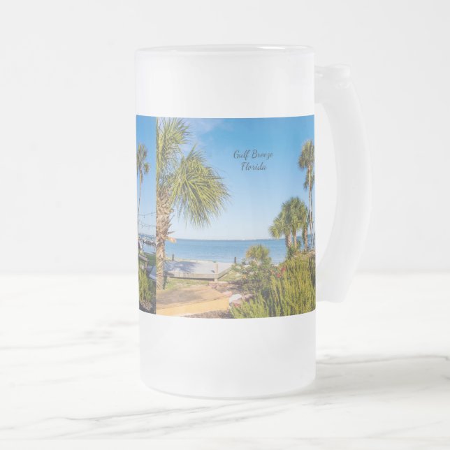 Palm Trees Bayside Morning Frosted Beer Mug (Front Right)
