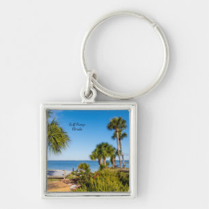Palm Trees Bayside Morning Square Keychain