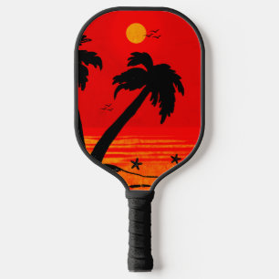 Palm Trees Beach Blazing Sun B Pickleball Paddle