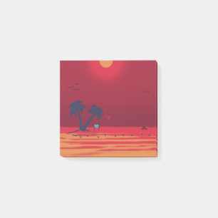 Palm Trees Beach Blazing Sunset Post-it Notes