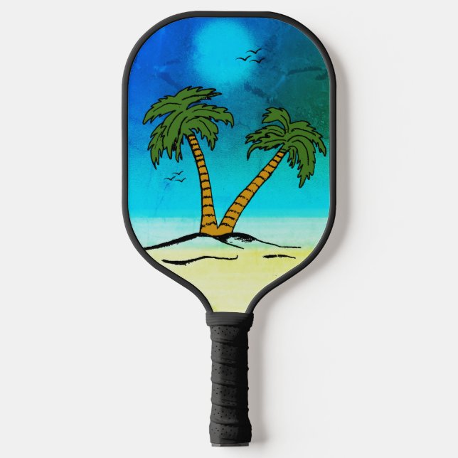 Palm Trees Beach Blue,  Pickleball Paddle (Front)