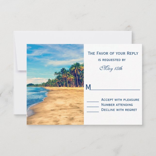 Palm Trees Beach Destination Wedding RSVP Cards (Front)