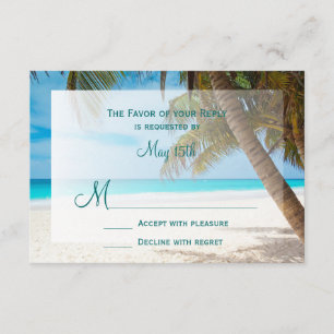Palm Trees Beach Destination Wedding RSVP Cards