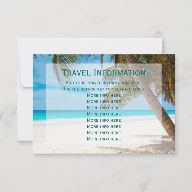 Palm Trees Beach Destination Wedding Travel Cards (Front)
