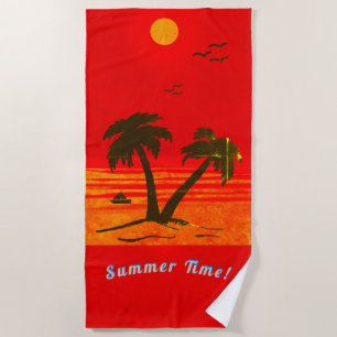 Palm Trees Beach Summer Time! Orange Beach Towel