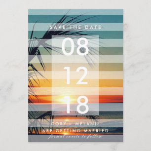 Palm Trees Beach Sunset Photo Save the Dates Date