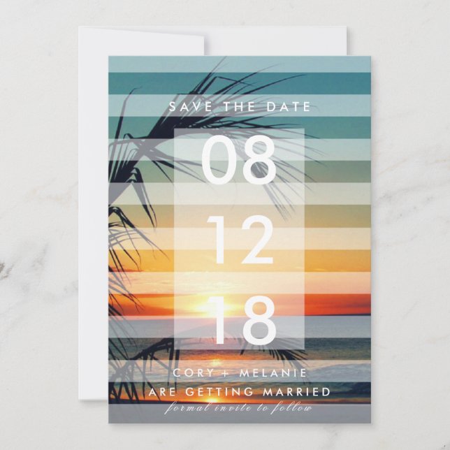 Palm Trees Beach Sunset Photo Save the Dates Save The Date (Front)