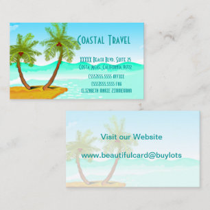 Palm Tree's Beach Template-Change Text Business Card
