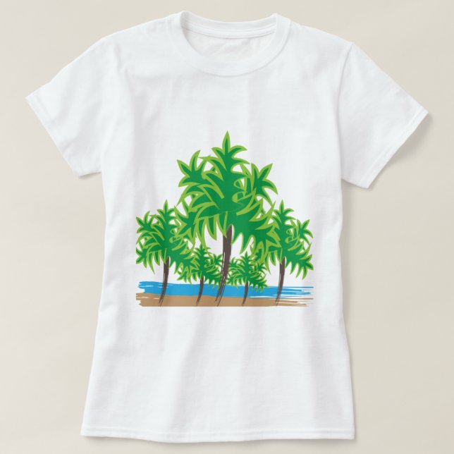 Palm Trees Beach Tropical T-Shirt (Design Front)