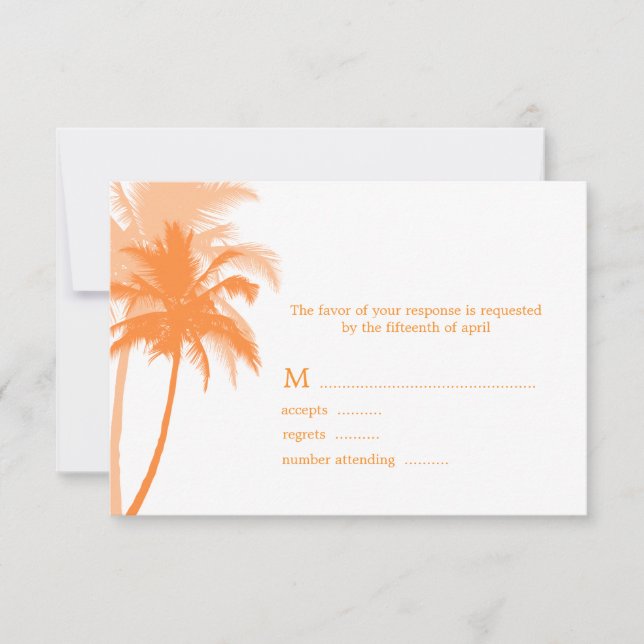 Palm Trees Beach Wedding Response Cards (Front)