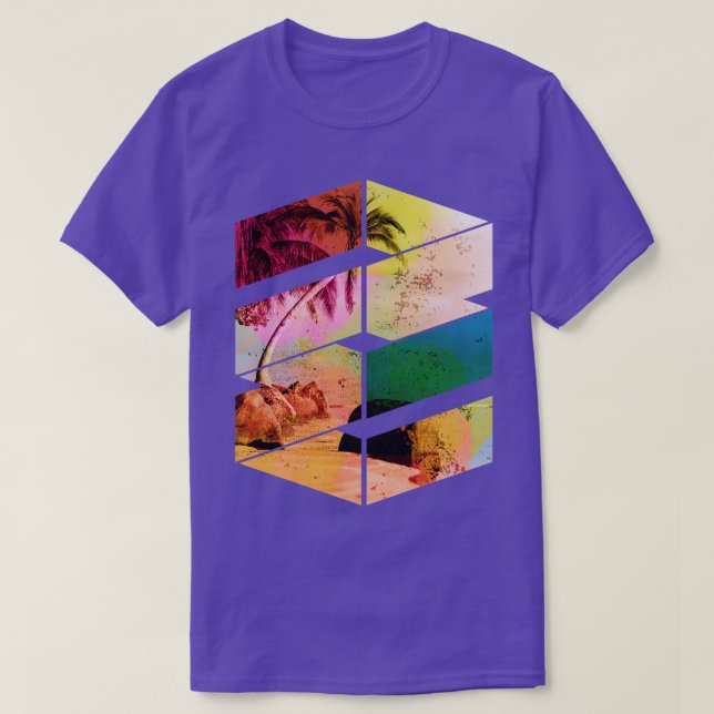 Palm Trees Beachy Tropical Surf Cutout Style T-Shirt (Design Front)