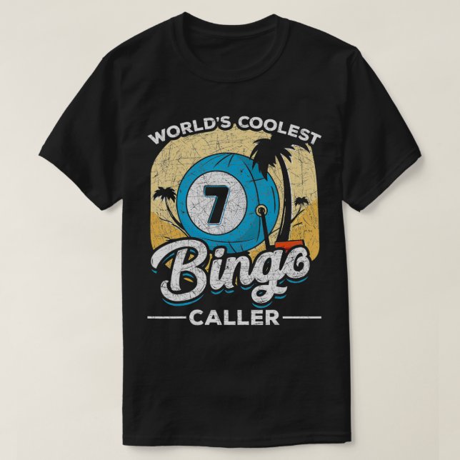 Palm Trees Bingo Caller Bingo Player Funny Tropica T-Shirt (Design Front)