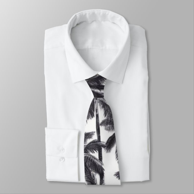Palm trees Black and White Tie (Tied)
