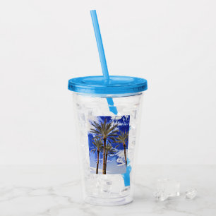 Palm Trees Blue Skies Acrylic Tumbler