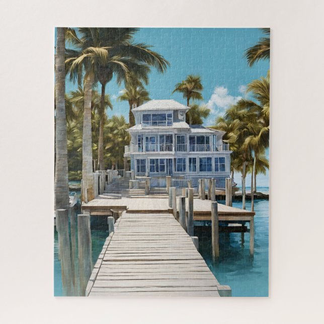 Palm Trees Boat Dock Puzzle (Vertical)