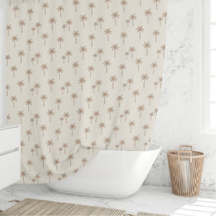 Palm Trees Boho Coastal Farmhouse Beige And Tan Shower Curtain