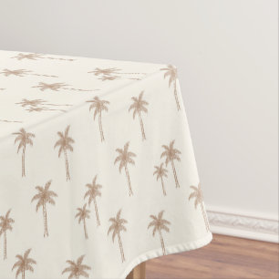 Palm Trees Boho Coastal Farmhouse Beige And Tan Tablecloth