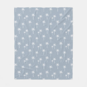 Palm Trees Boho Coastal Farmhouse Dusty Blue Fleece Blanket
