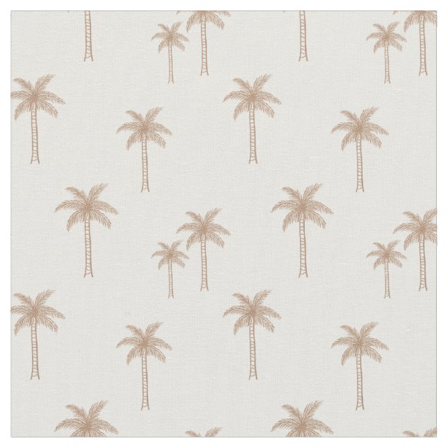 Palm Trees Boho Coastal Tropical Summer Neutral Fabric (Close Up)