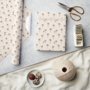 Palm Trees Boho Summer Tropical Neutral Soft Cream Wrapping Paper