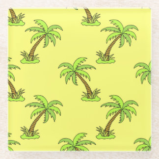 Palm Trees: Bright Vintage Illustration. Glass Coaster