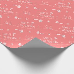 Palm Trees & Christmas Lights Sand & Snow Coral Wrapping Paper