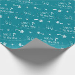 Palm Trees & Christmas Lights Sand & Snow | Teal Wrapping Paper<br><div class="desc">This cute holiday design features a palm icon and Christmas lights icons and twinkle stars pattern set on a deep teal / aqua background with twinkle string lights. "Sand is the New Snow" -- our play for those families celebrating the holidays in warm climates {like our Florida neighbours!} -- may...</div>