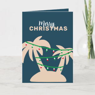 Palm Trees & Christmas Lights, with Photo Holiday Card