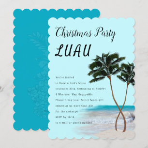 Palm Trees Christmas Luau Party Invitation
