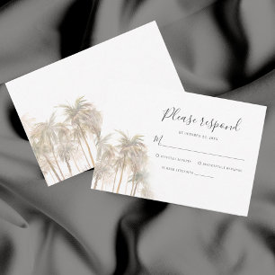 Palm Trees Coastal Watercolor Wedding RSVP Card