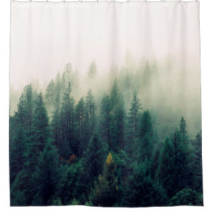 PALM TREES COVERED WITH FOG SHOWER CURTAIN
