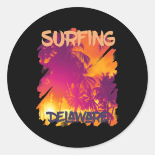 Palm Trees Delaware Vacation Beach Ocean Classic Round Sticker
