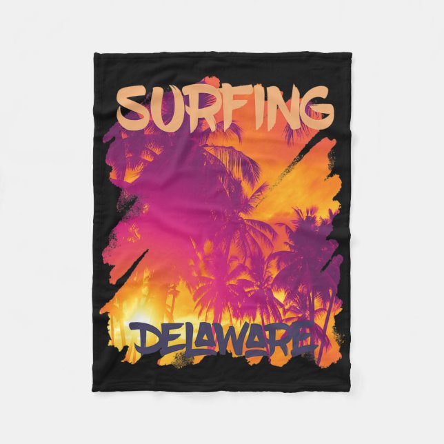 Palm Trees Delaware Vacation Beach Ocean  Fleece Blanket (Front)