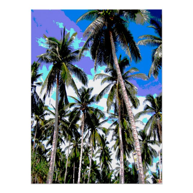 Palm Trees Design Posterised Effect Poster (Front)