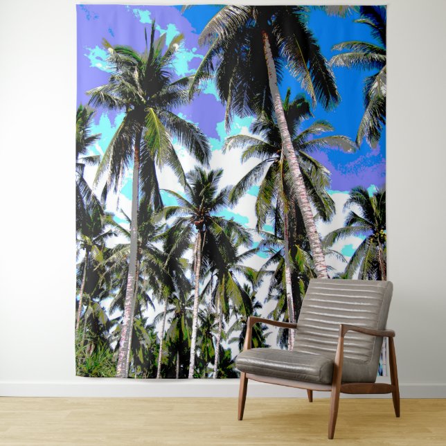 Palm Trees Design Posterised Effect Tapestry (In Situ)