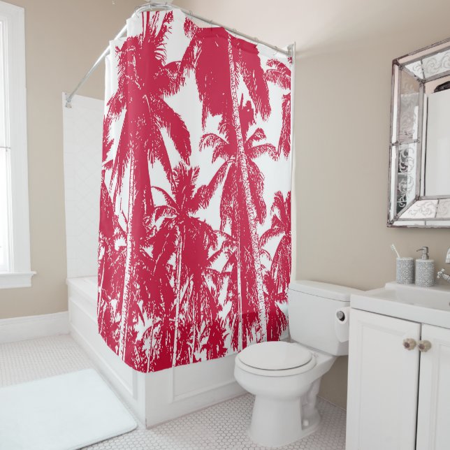 Palm Trees Design Shower Curtain (In Situ)