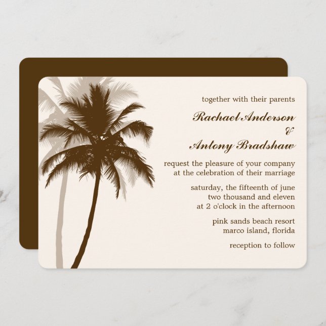Palm Trees Destination Wedding Invitation (Front/Back)